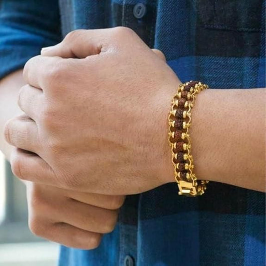 Gold Plated Rudraksha Bracelet for Men™