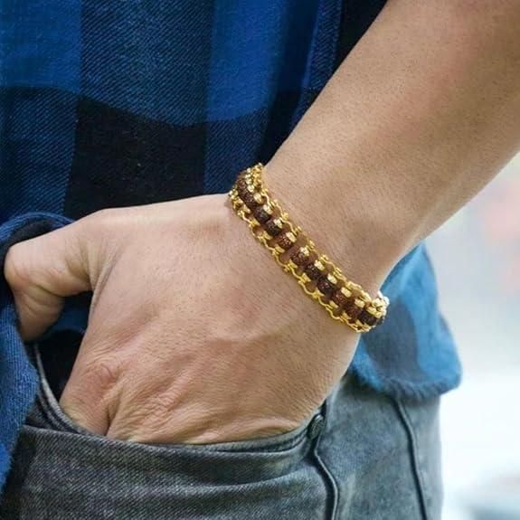 Gold Plated Rudraksha Bracelet for Men™
