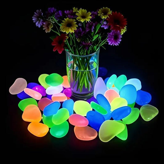 100pcs Artificial Mixed Color Glow Stones Fluorescent Rocks